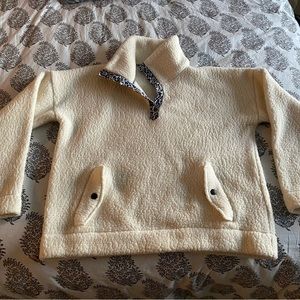 J Crew cream Sherpa pullover